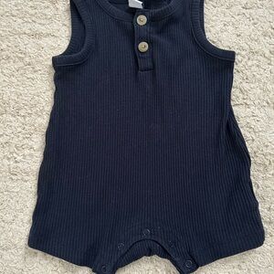 Navy Blue Sleeveless Baby Romper